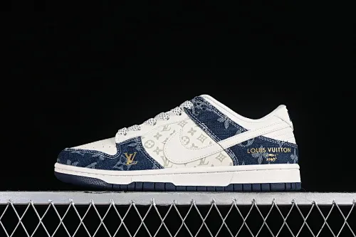 All categories Nk SB Dunk Series Nk SB Dunk Low High-end customized low-top sneakers Nk SB Dunk Low LV joint-blue denim print Anniversary high-end customized low-top casual sneakers FC1688-162